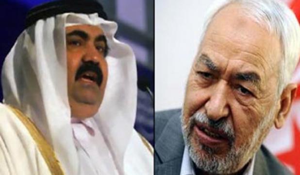 L'émir du Qatar et le président d'Ennahdha, Rached Ghannouchi.