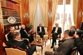 Ghannouchi et d'autres dirigeans d'Ennahdha chez Moncef Marzouki (Photo Présidence)