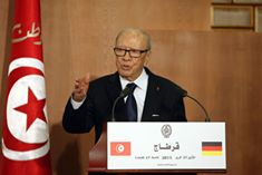 Béji Caïd Essebsi lors d'une conférence de presse. 