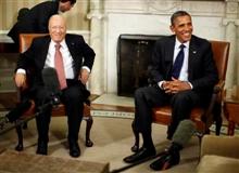 Béji Caïd Essebsi et Barack Obama, lors de la visite du premier à Washington. 