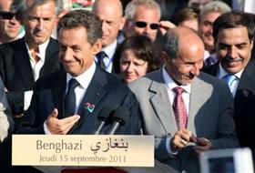 Nicolas Sarkozy et BHL en septembre 2011 à Benghazi. 