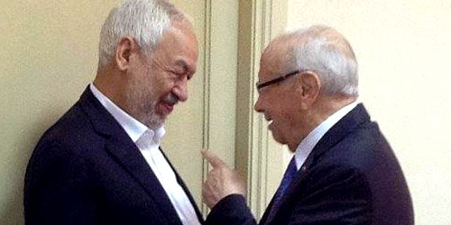 Rached Ghannouchi et Béji Caïd Essebsi. 