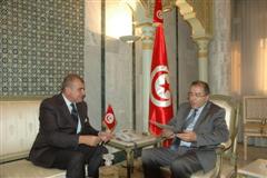 Mongi Hamdi reçoit l'ambassadeur égyptien. 