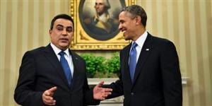 Mehdi Jomaâ et Barack Obama au bureau ovale, lors de la visite du premier à Washington. 