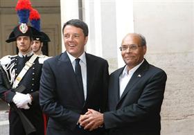 Entretien entre Moncef Marzouki et Matteo Renzi. 