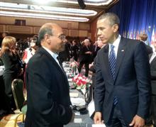 Entretien Moncef Marzouki/ Barack Obama (Photo présidence). 