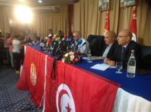 Vue de la conférence de presse du quartette, ce samedi à Tunis. 