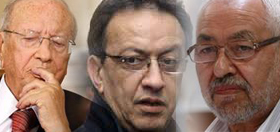 Béji, Hafedh Caïd Essebsi et Rached Ghannouchi. 